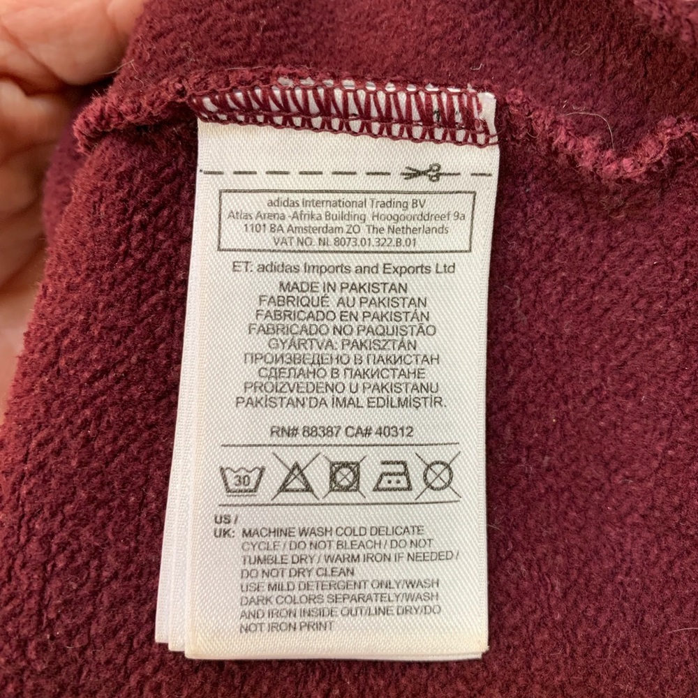 ADIDAS Plum & White Logo Pullover Hoodie Sweatshirt M - Picture 4 of 4